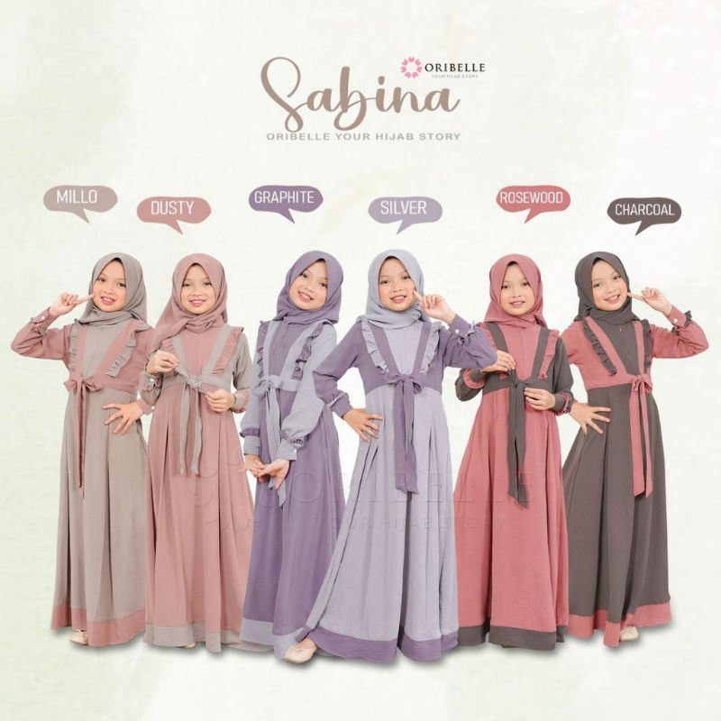 gamis anak tanggung sabina dress usia 10 sampai 14 tahun // amora maxy