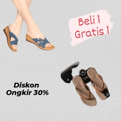 Invincible Sandal Sendal Wanita Wedges Wijes Wadges Casual Terbaru Kekinian 2023