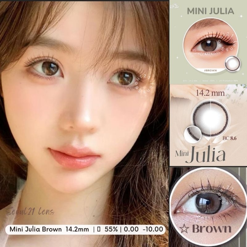 SOFTLENS MINI JULIA KITTY KAWAII BROWN COKLAT NORMAL MINUS s.d -10.00 ORIGINAL MADE IN KOREA