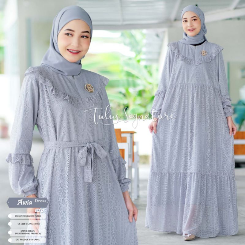 AWIA DRESS BY TULUS SIGNATURE / DRESS LEBARAN / gamis brokat busui