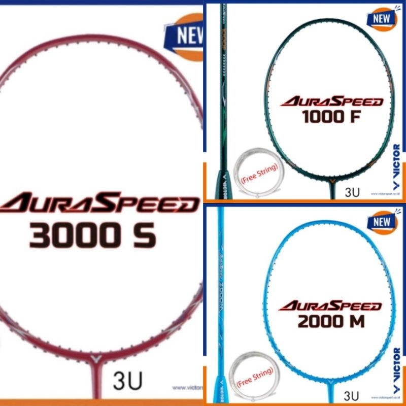 Raket Badminton Victor AuraSpeed 1000F 2000M 3000S 100% Original