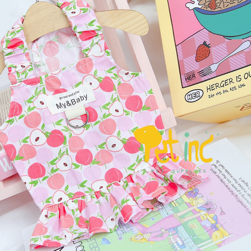 Summer fruit korea dress with leash connector