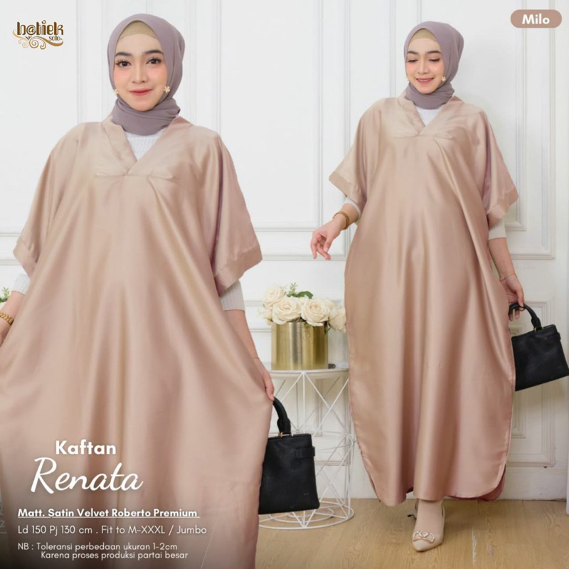 KAFTAN RENATA KAFTAN SATIN POLOS KAFTAN KEKINIAN POLOS KAFTAN SATIN CANTIK KAFTAN JUMBO