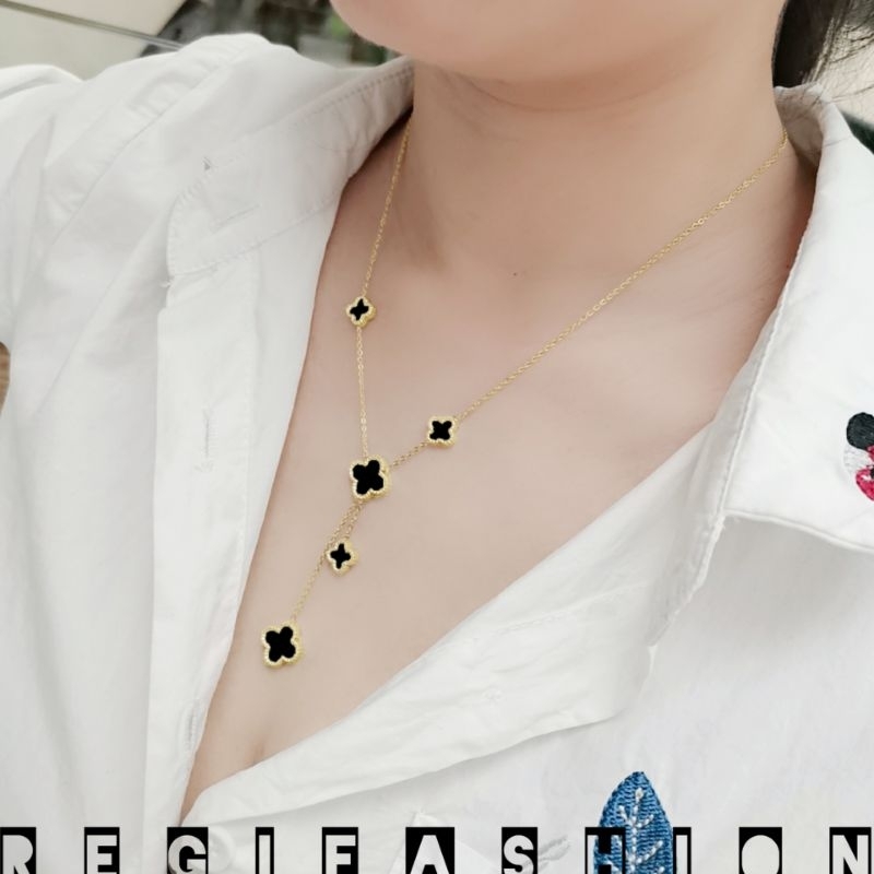 { COD } Kalung Wanita Titanium Tifani clover Jurai Kalung Titanium Wanita Korea Anti Karat Tidak Luntur