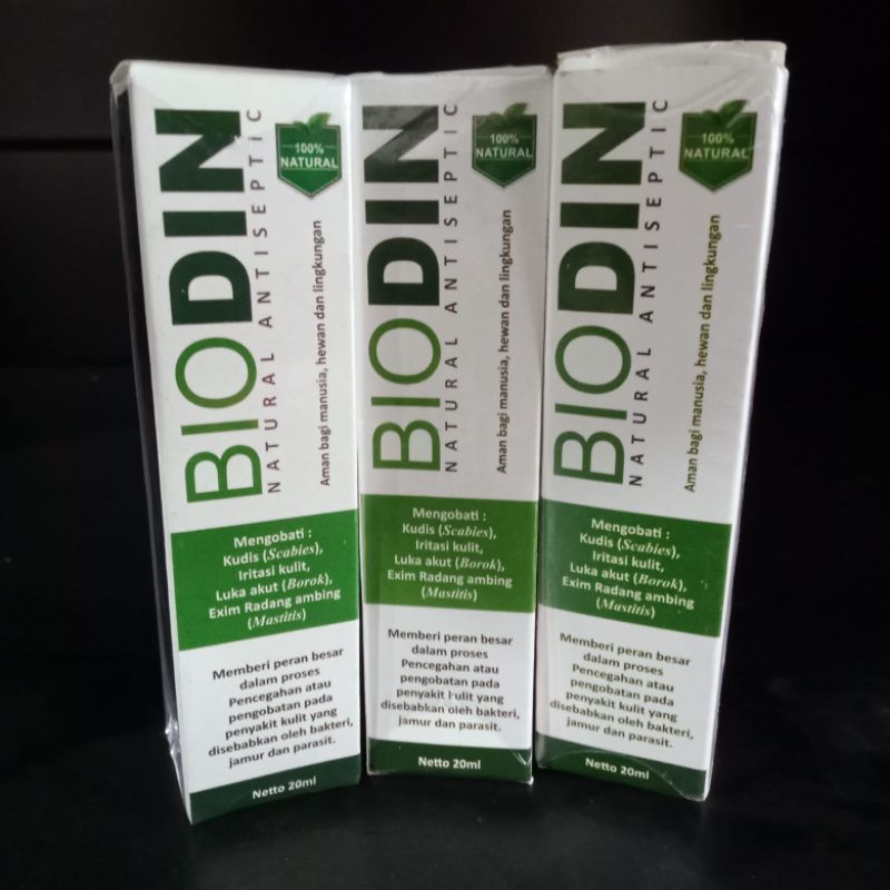 BIODIN spray 20 ml obat luka jamur borok demodex scabies kucing anjing kelinci