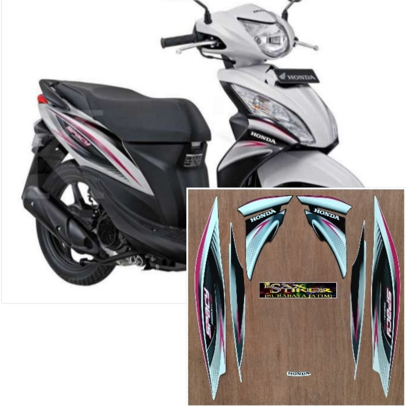 Striping original Honda spacy putih pink tahun 2011 2012