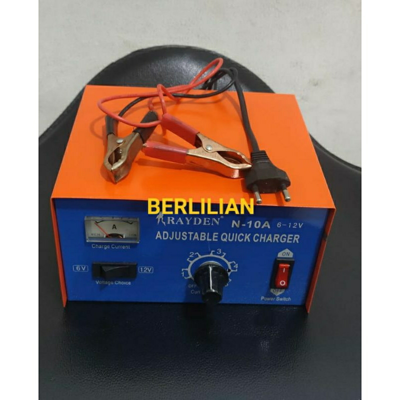 Charger Aki 10A Merek RAIDEN input AC 220V Cash Aki 12V dan 6V