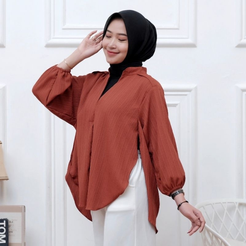 Outer Livia Blouse Wanita Oversize Lady Crush Kemeja Wanita Style Korean Polos