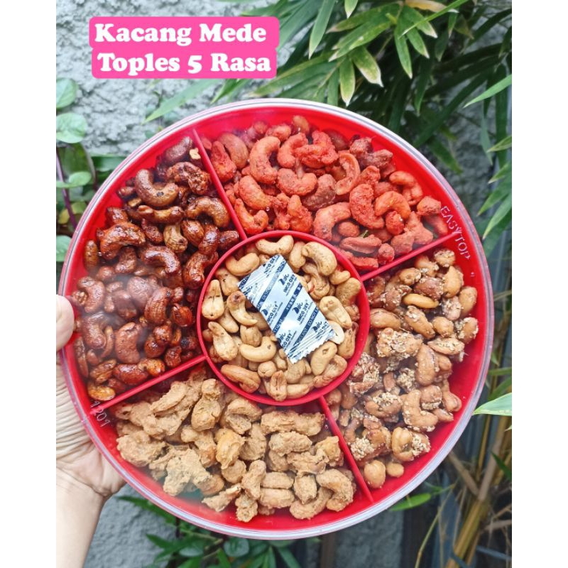 

Kacang mede 5 varian rasa / kacang mete toples sekat 6