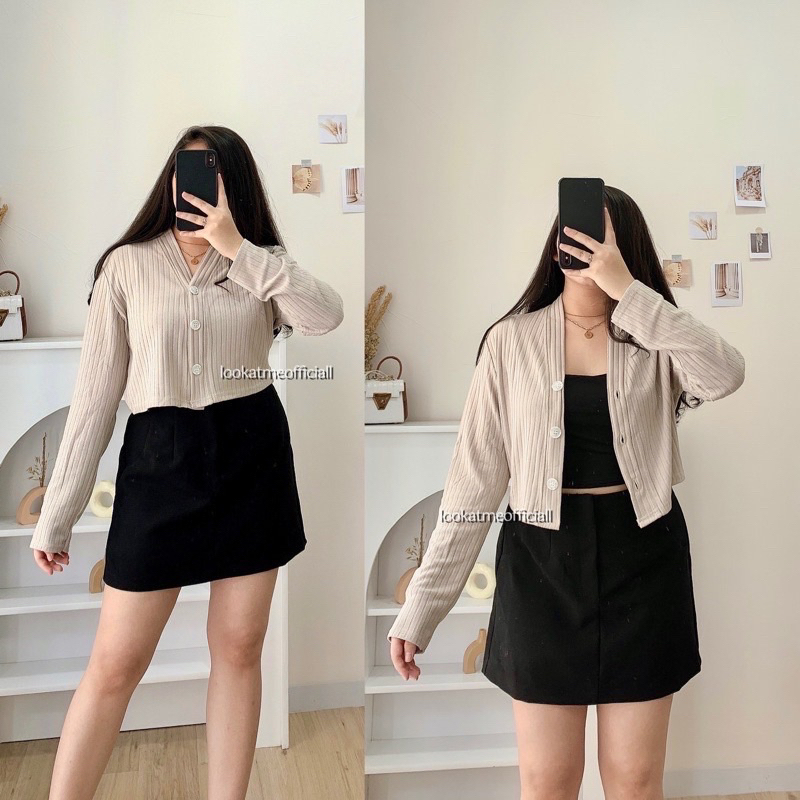 Lookatmeofficial • Coco Crop Cardigan Bahan Knit Premium / Outer Top Knitwear