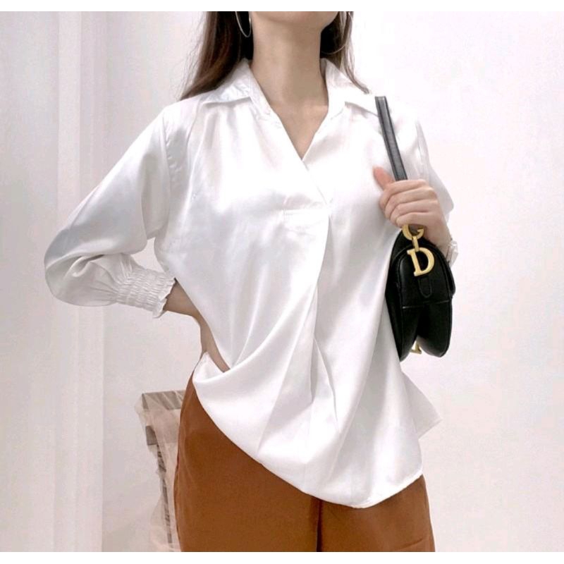 KARA Blouse V Neck/ Blouse Kerah Kerja/ Atasan Kantor /Kemeja kerah V