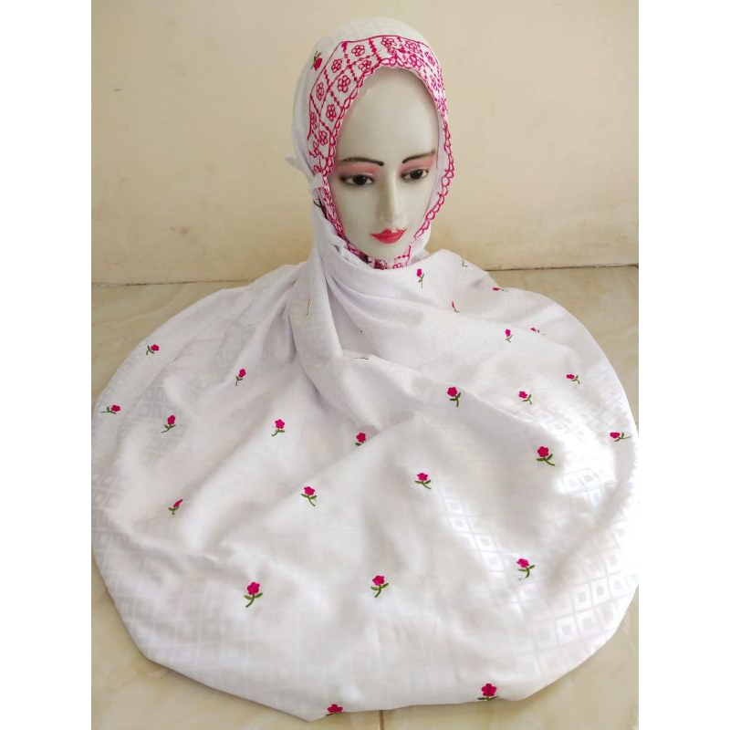 Mukena terusan bordir semi sutra