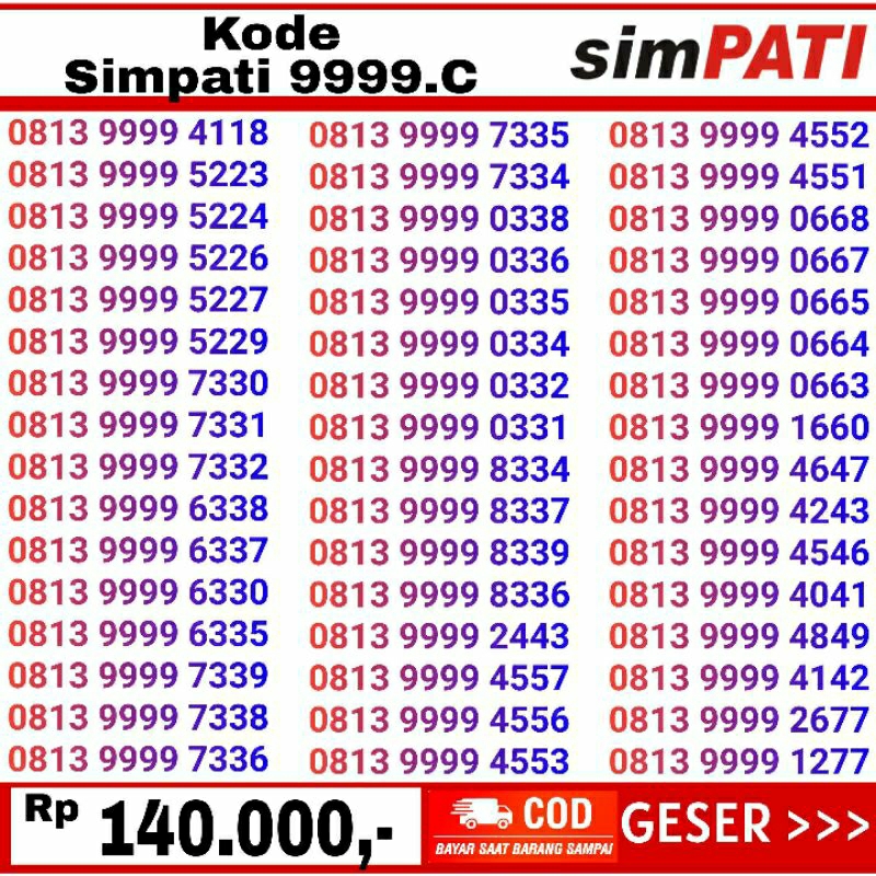 nomor cantik telkomsel simpati 9999 4G LTE murah