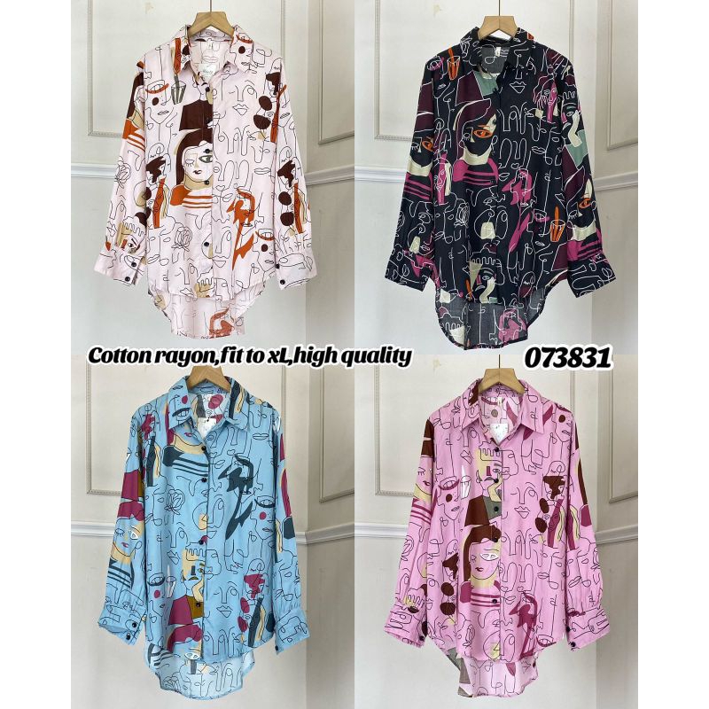 KEMEJA RAYYON MOTIF MATA PREMIUM // ATASAN IMPORT PREMIUM // TOP IMPORT PREMIUM // FASHION IMPORT PREMIUM