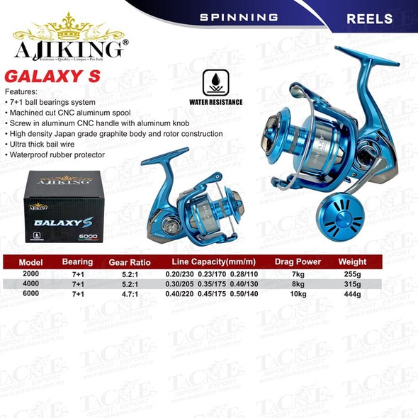 Reel Pancing Spinning Ajiking Galaxy S Water Resistance 7+1BB