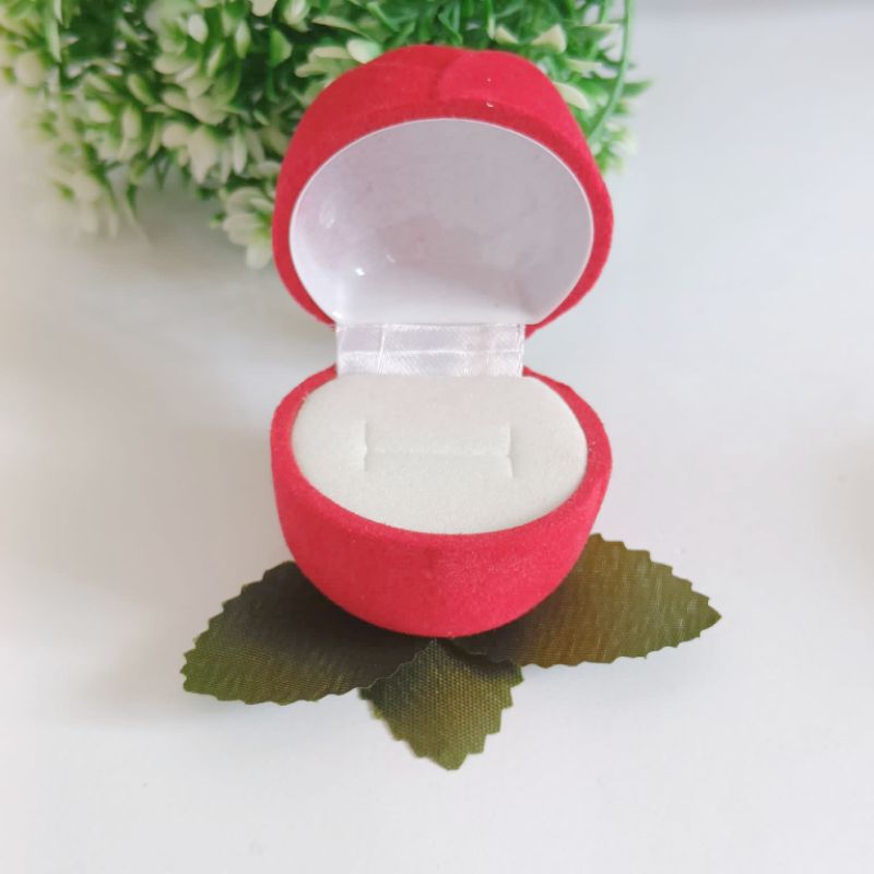 Kotak cincin Love/mawar/tranparant warna merah