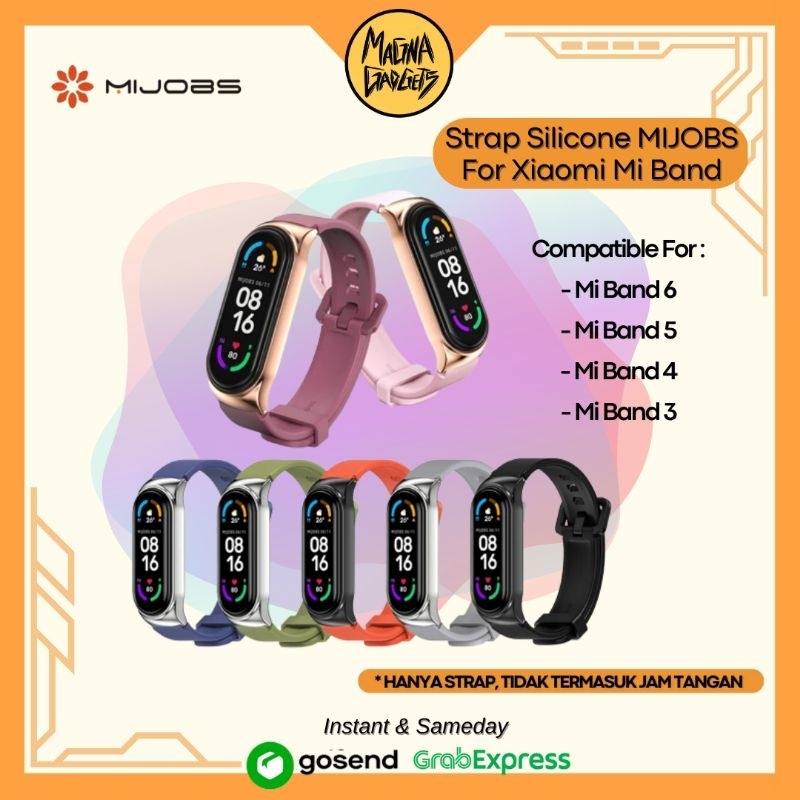 MIJOBS Strap Silicone Metal Shell Xiaomi Mi Band 7/6/5/4/3 - Tali Jam Mi Band 3 4 5 6 7 By MiJobs