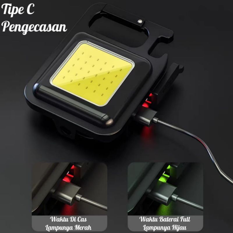 Lampu Senter Led COB Mini USB Charger Dengan Gantungan Kunci Untuk Outdoor⭐ Supertop.olshop⭐