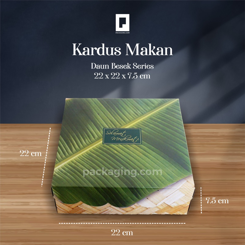 Dus Kotak Nasi Motif Daun-Besek uk 22x22x7,5