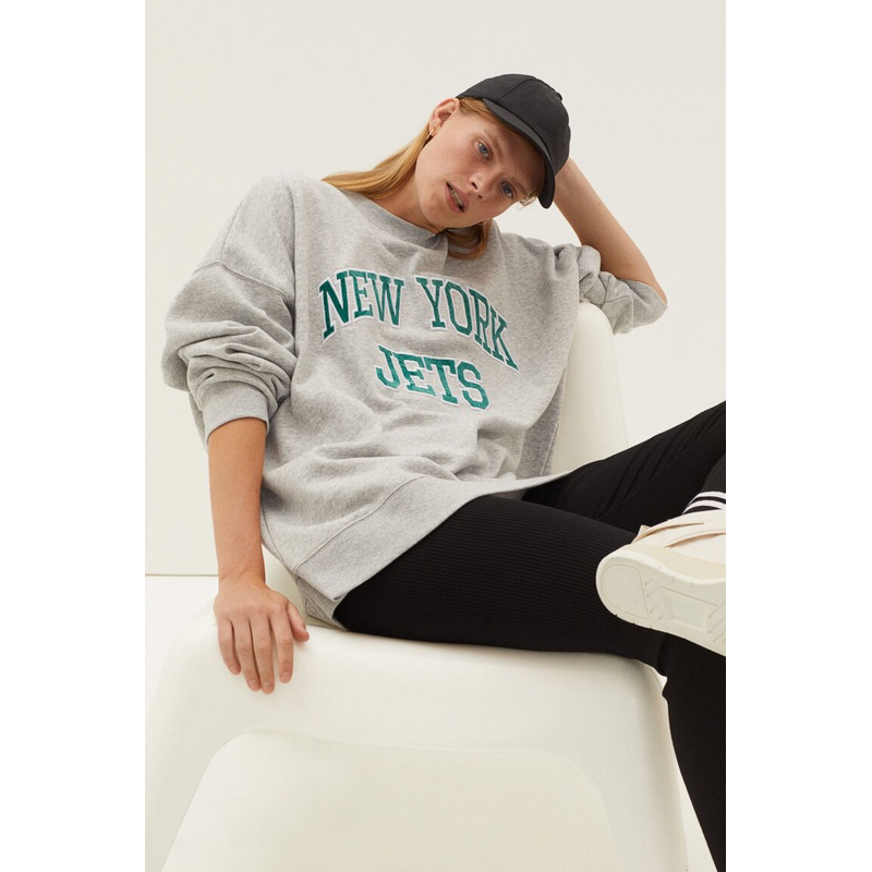 COD 11.11 Crewneck Sweatshirt HnM Newyork Jets Grey Abu Sweater HnM Pria Wanita