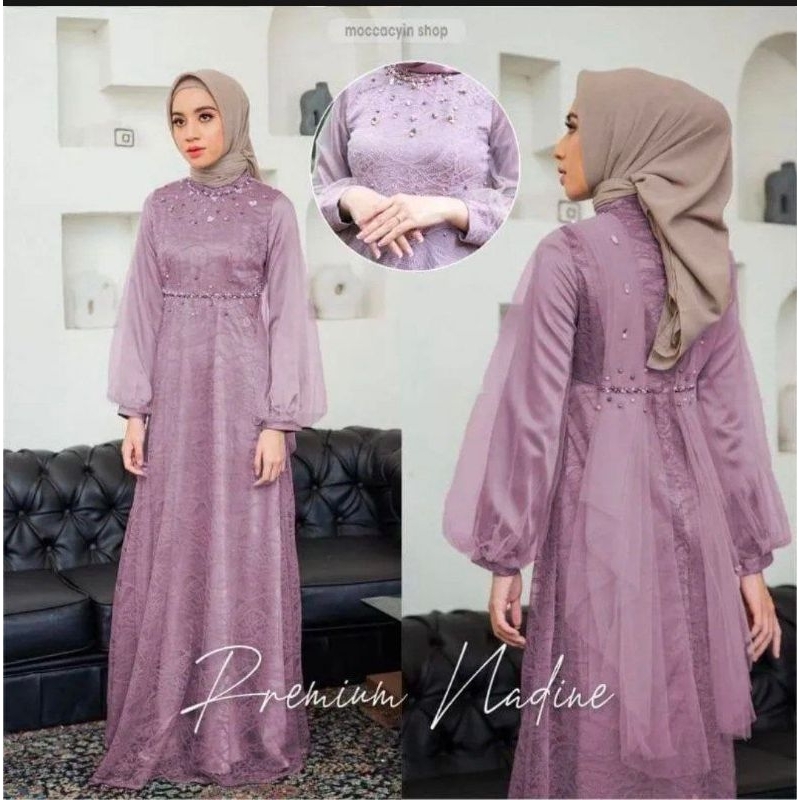 Nadine Dress Exclusive Terbaru Gamis Brukat Kondangan Lamaran