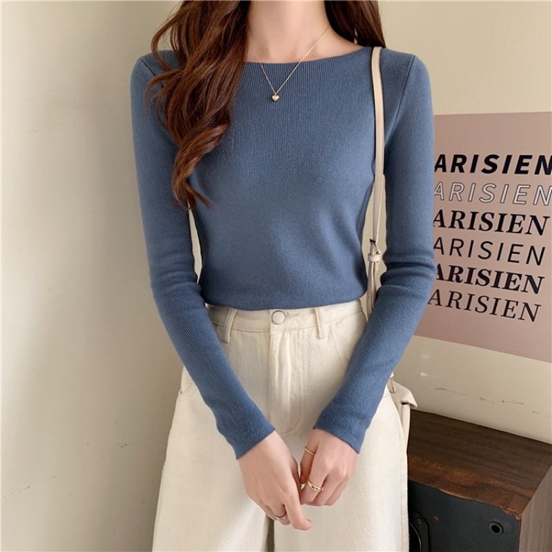 Atasan Rajut Importt Wanita Knitwear Fashion Korean Crop Long Sleeve Knit Top Atasan Crop Atasan Korean Style Wanita