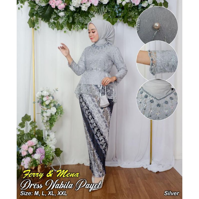 IndahKebaya • SETELAN KEBAYA WISUDA MODERN / KEBAYA NABILA PAYET KEKINIAN / BAJU LAMARAN COUPLE WISUDA KONDANGAN / WARNA BABYBLUE NAVY MAROON COKSU MOCCA WARDAH SILVER GOLD DUSTY ROSEGOLD