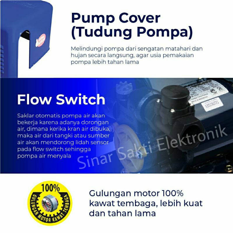 Mesin Pompa Air Booster Shimizu PB 158 Bit PB158 Pendorong 1 Rumah Otomatis Water Pump