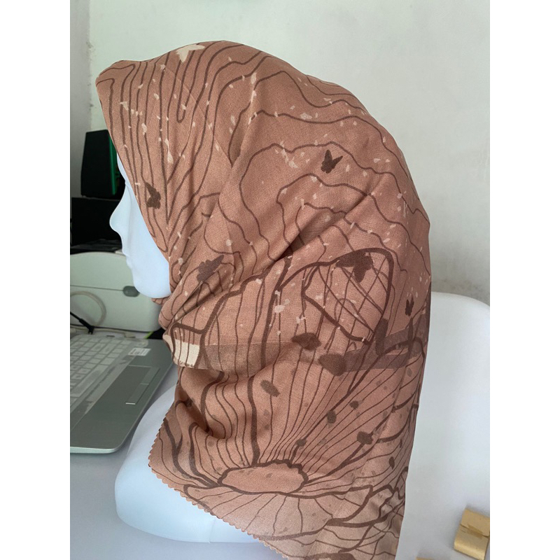 Hijab Voal Motif KUPU /Hijab segiempat motif terbaru/Hijab segiempat jumbo/Hijab segiempat voal prem