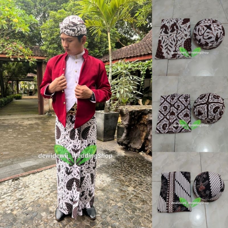 [Setelan] Jarik Instan + Blangkon Solo | Model yogi | Motif Sido Asih Cilik