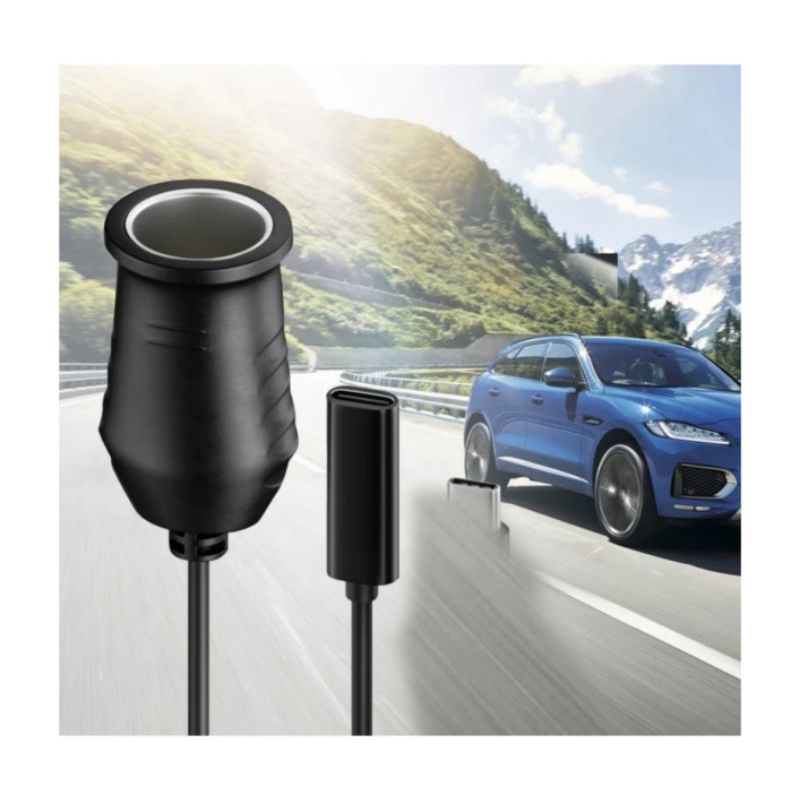 female type c kabel to socket soket lighter mobil car dvr kipas GPS e dog ekstensi extension power c