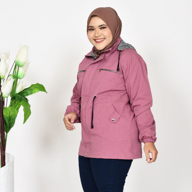 Jaket Parka Wanita Jumbo Korean Style Bolak balik Terbaru Size M L XL XXL 3XL 4XL