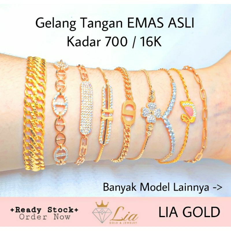 Gelang Tangan EMAS ASLI Kadar 700 / 16K ( TOKO MAS LIA GOLD BEKASI ) Gelang emas 700  gelang emas asli