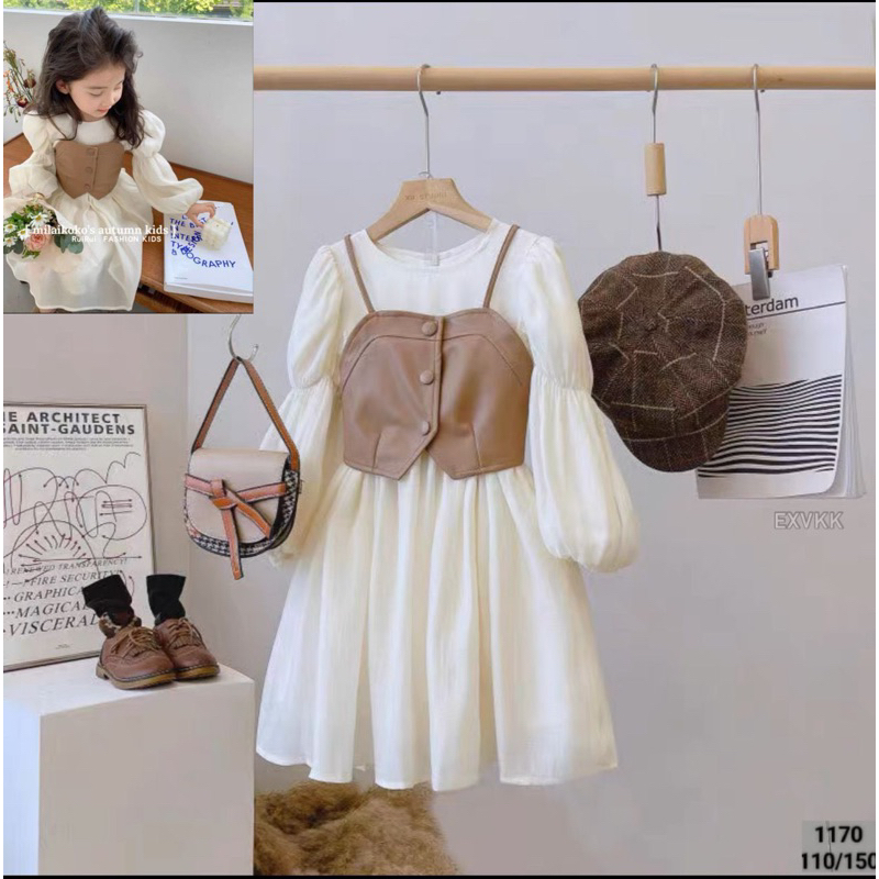 Dress Rompi Kulit Anak Perempuan Import