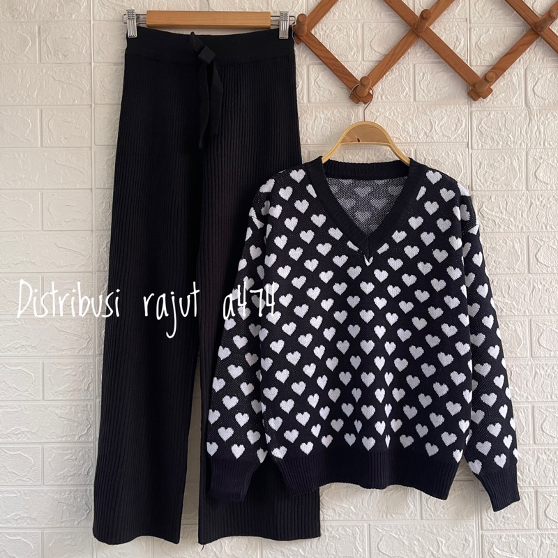 ONESET SWEATER YANTI SETELAN CELANA RAJUT WANITA