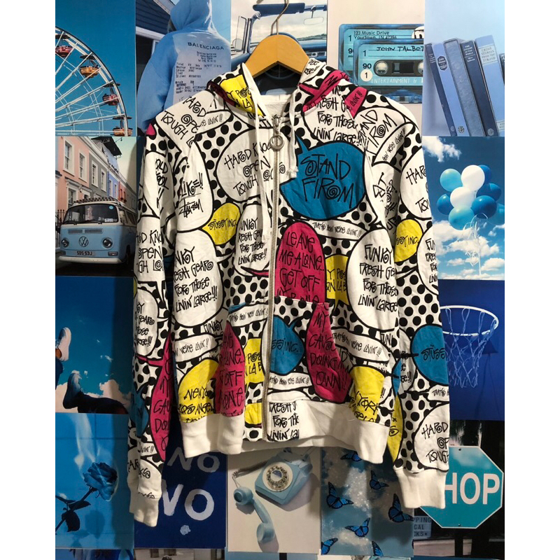 HOODIE STUSSY GIRL CROP FULL PRINT