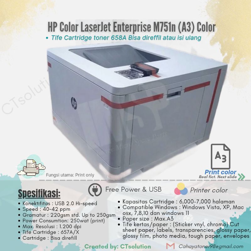 HP Color LaserJet Enterprise M751 A3 Color
