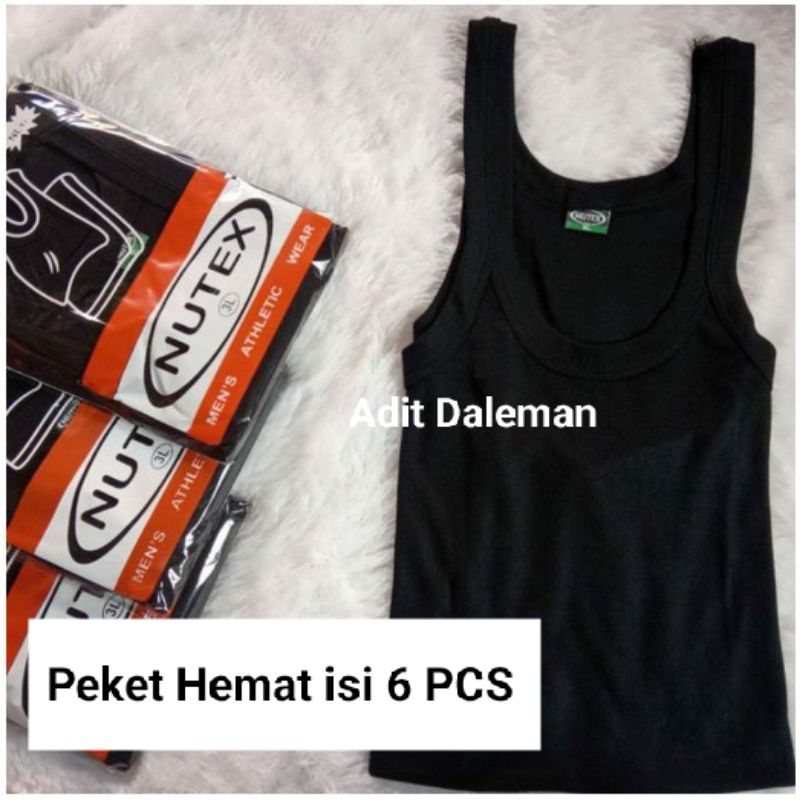 6 PCS Singlet pria remaja dan dewasa nutex hitam bahan katun termurah | kaos dalam pria hitam polos