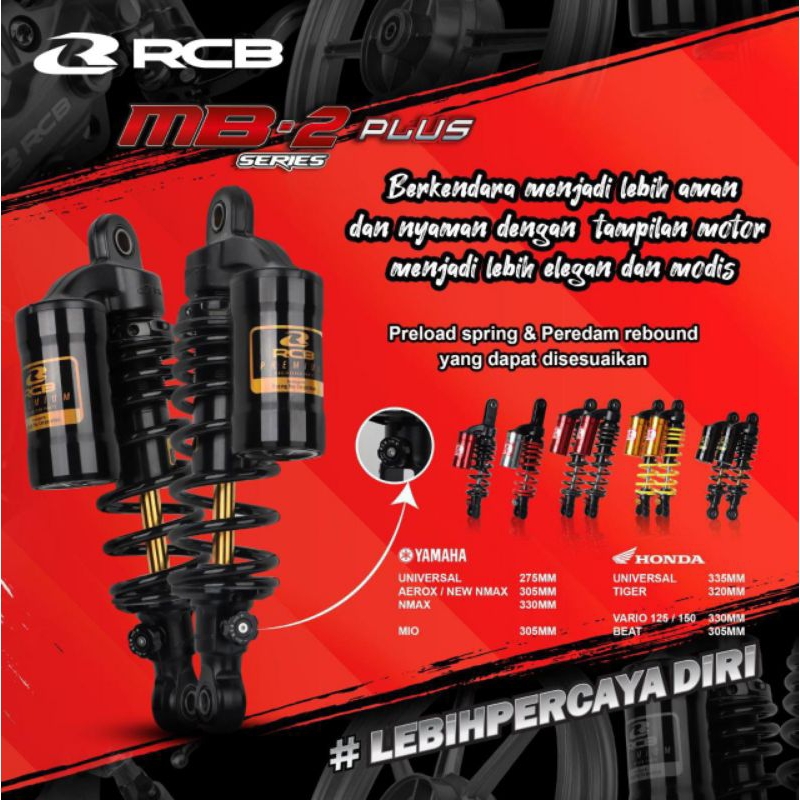 Shock RCB MB2+ MB2 Plus Klik Rebond 275MM 320MM 335MM Jupiter Vega F1ZR Alfa Sigma RX king Verza Tiger Megapro Thunder Supra Karisma Grand Kirana smash Shogun Blade Revo Original RCB