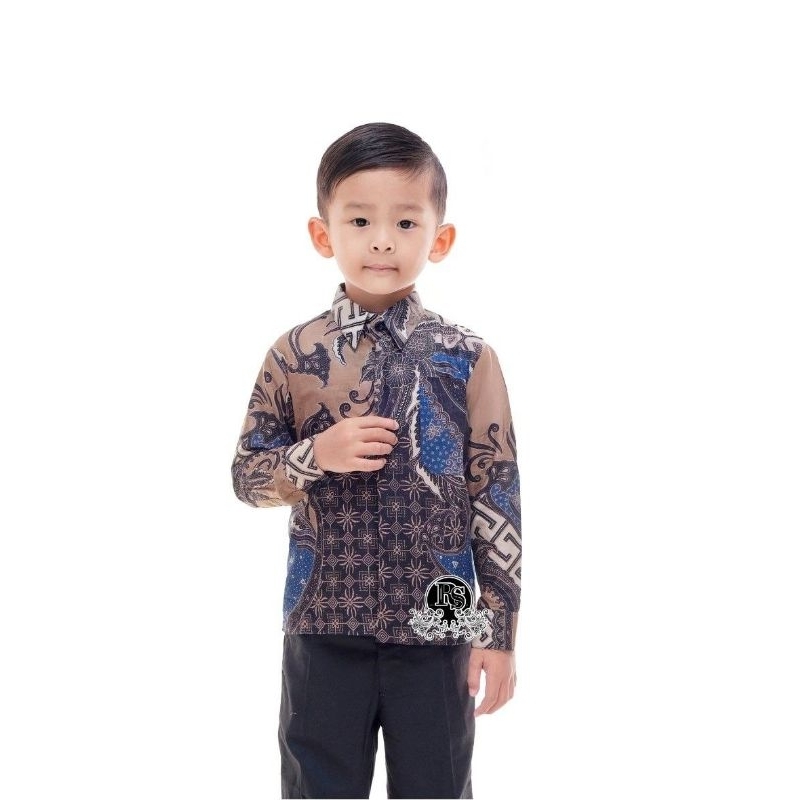 Kemeja Batik Anak Baju Keluarga Couple Pernikahan Hajatan Casual Formal Sinoman Produksi Pekalongan Motif Diamond Biru03