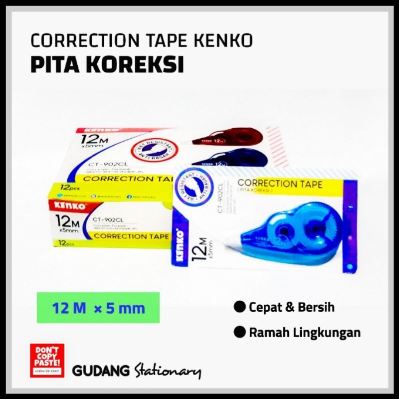 Correction Tape 12 M × 5 mm KENKO [ isi 12 pcs ]