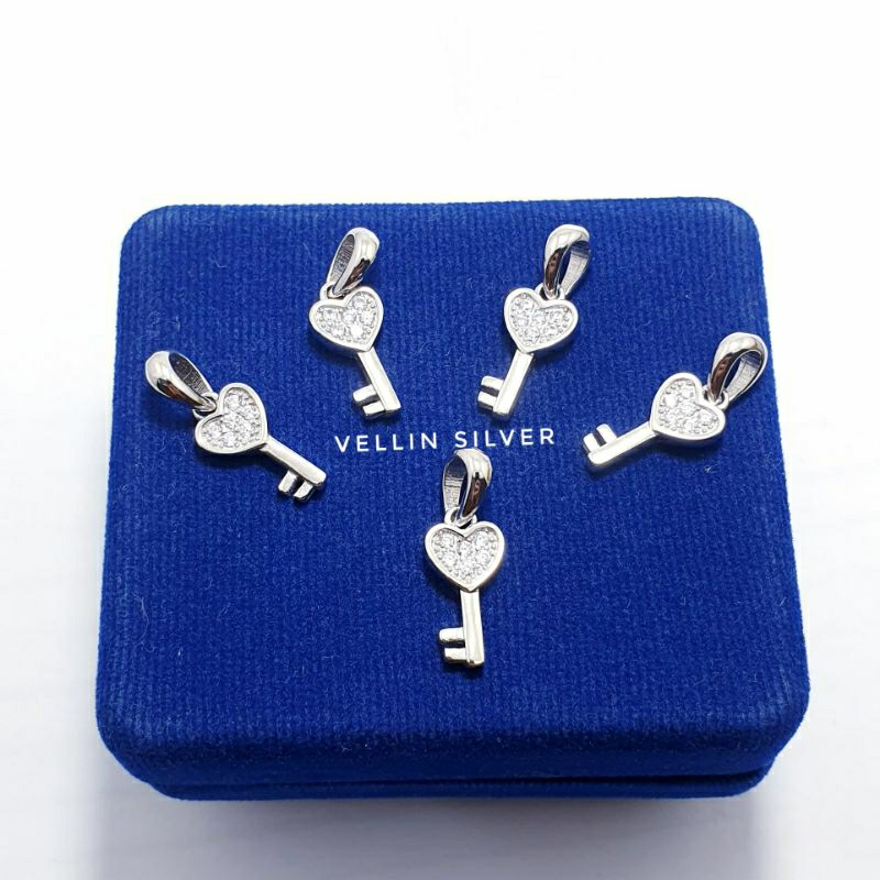 Liontin Silver 925 Asli Lapis Emas Putih - Liontin Perak 925 Model Kunci