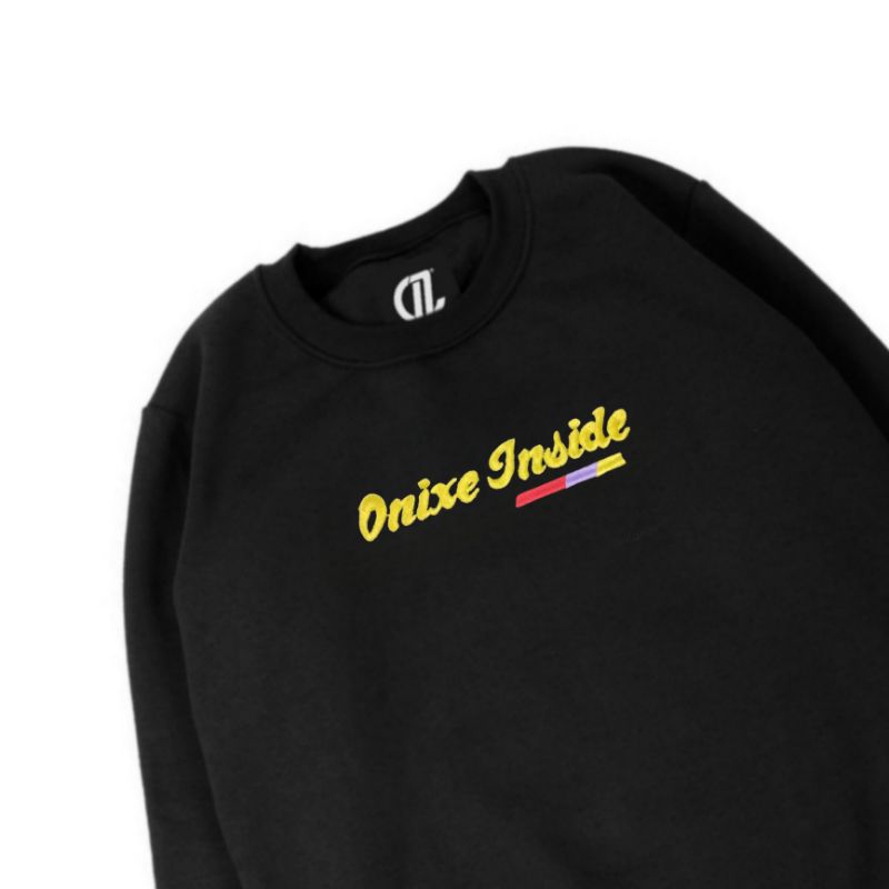 ONIXE INSIDE ORIGINAL BORDIR CREWNECK SWEATER BLACK