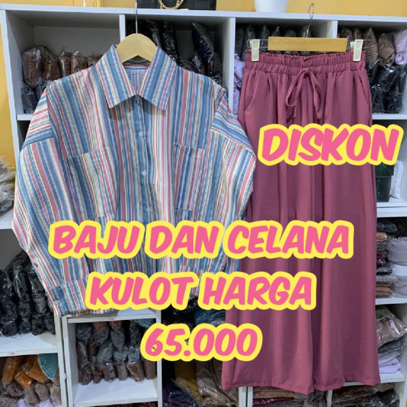 SETELAN CANDY STRIPE TUNIK + KULOT CRINCLE JUMBO PREMIUM ONE SET TUNIK