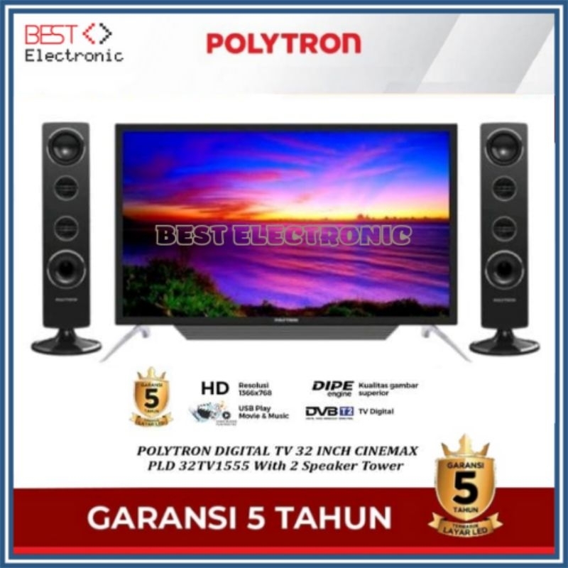 LED TV DIGITAL 32 inch Polytron PLD 32TV1555 / 32TV1855 / 32TV1755 - CINEMAX DIGITAL