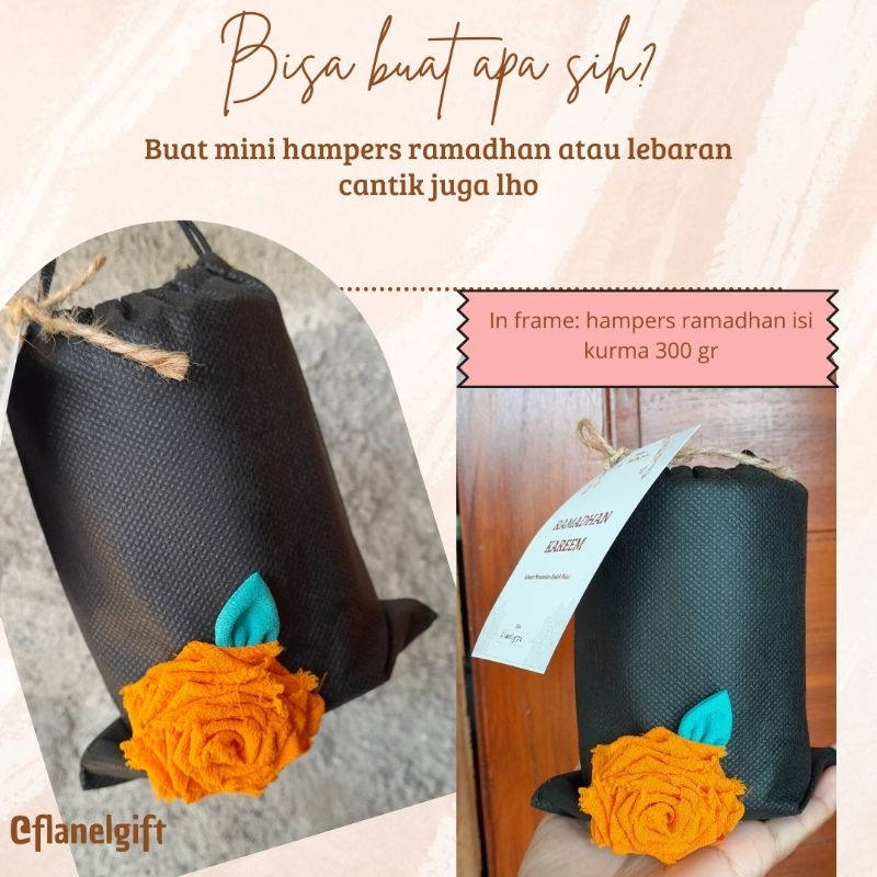 

Pouch Serut 13.17 Hias Mawar Handmade Tas Tote Kemasan Produk