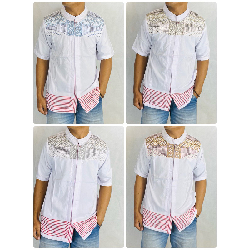 Grosir Baju Koko Muslim Takwa Putih Bordir