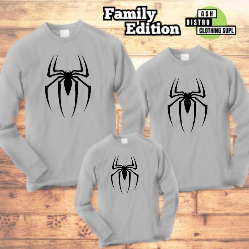 Baju tangan panjang couple / kaos spiderman lengan panjang / kapelan keluarga kaos