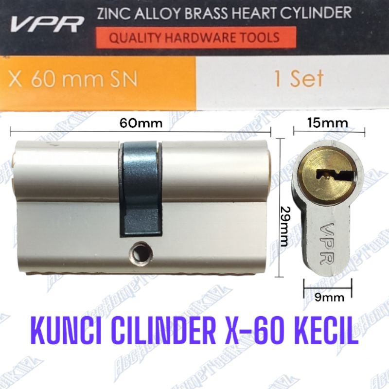 Kunci Cylinder Pintu Rumah Besar Tanggung Kecil / Kunci Babet Silinder / Anak Key Komputer 4 / 60mm x 32 / 60mm x 29 / VPR D60 X60/ Kunci Aluminium Kepala Kuningan Asli cilinder