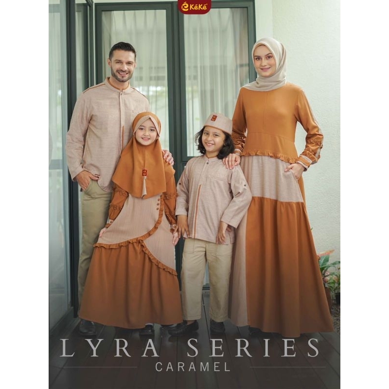 Sarimbit Family Premium Lyra Series Caramel by Keke|Gamis Polos Kombinasi Dua Warna|Gamis Jumbo 4XL|